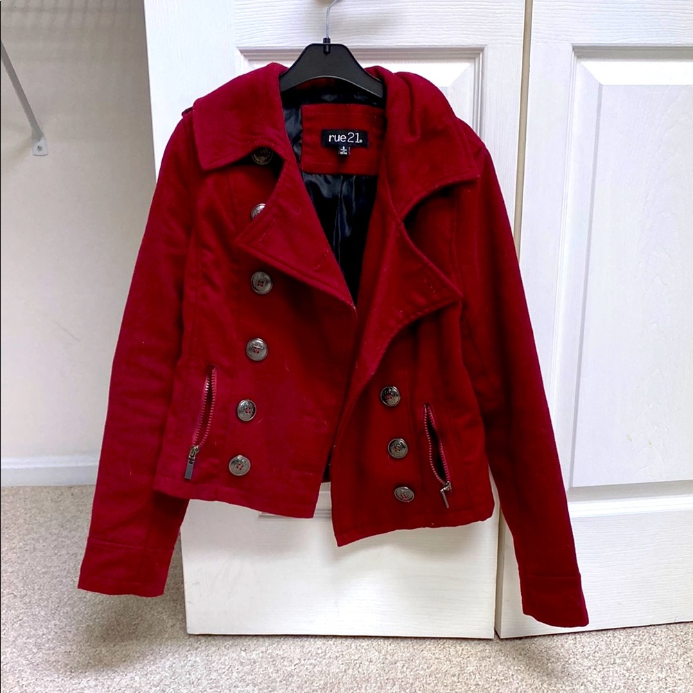 Red Peacoat Double breasted Jacket